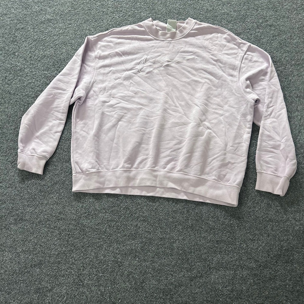 Nike Sweatshirt Womens Size M Purple Dri-Fit Embroidered Swoosh Relaxed Pullover